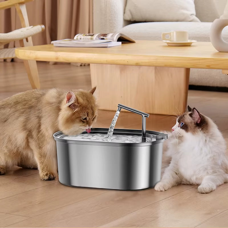 3.2L NEW Stainless Steel Cat Water Fountain Automatic Cats Drinker Drinking Fountain for Cat Dog Pet Water Dispenser Accessories